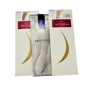 VTG New 6 Pairs Hanes Silk Reflections Kneehighs & Hillard & Hanson Knee Highs